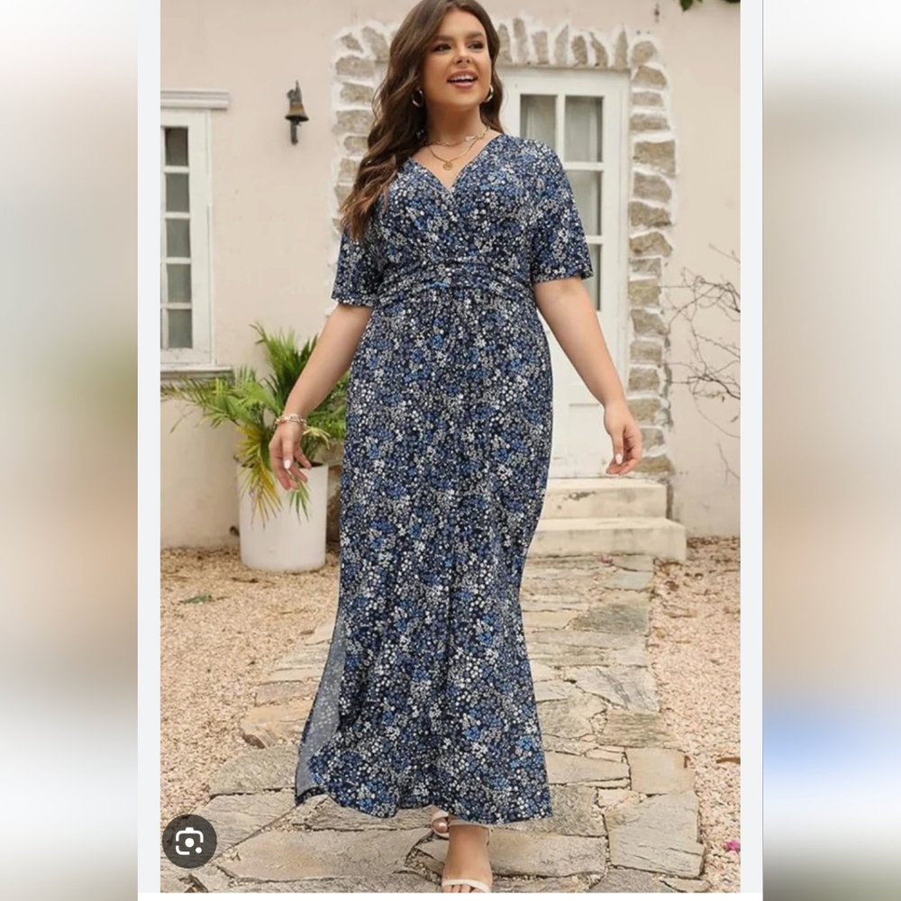 Keluymmi Blue Floral Maxi Dress